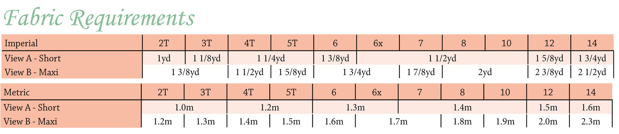 Free Falling PDF Pattern Girls 2T-14yrs