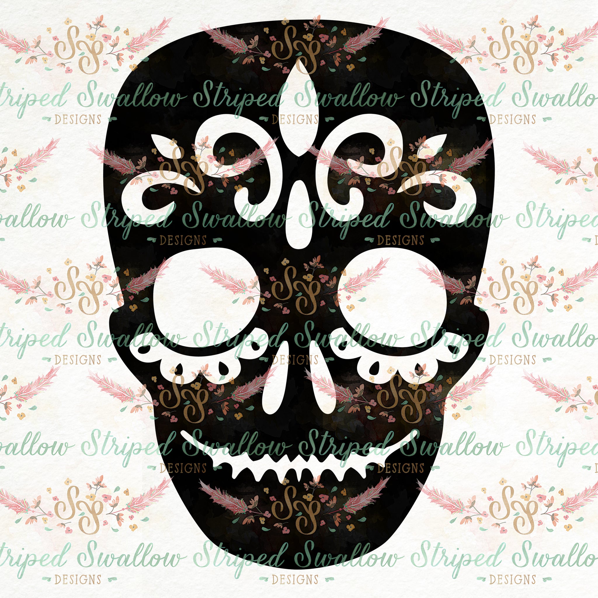 Sugar Skull Digital Cut File - Striped Swallow Designs