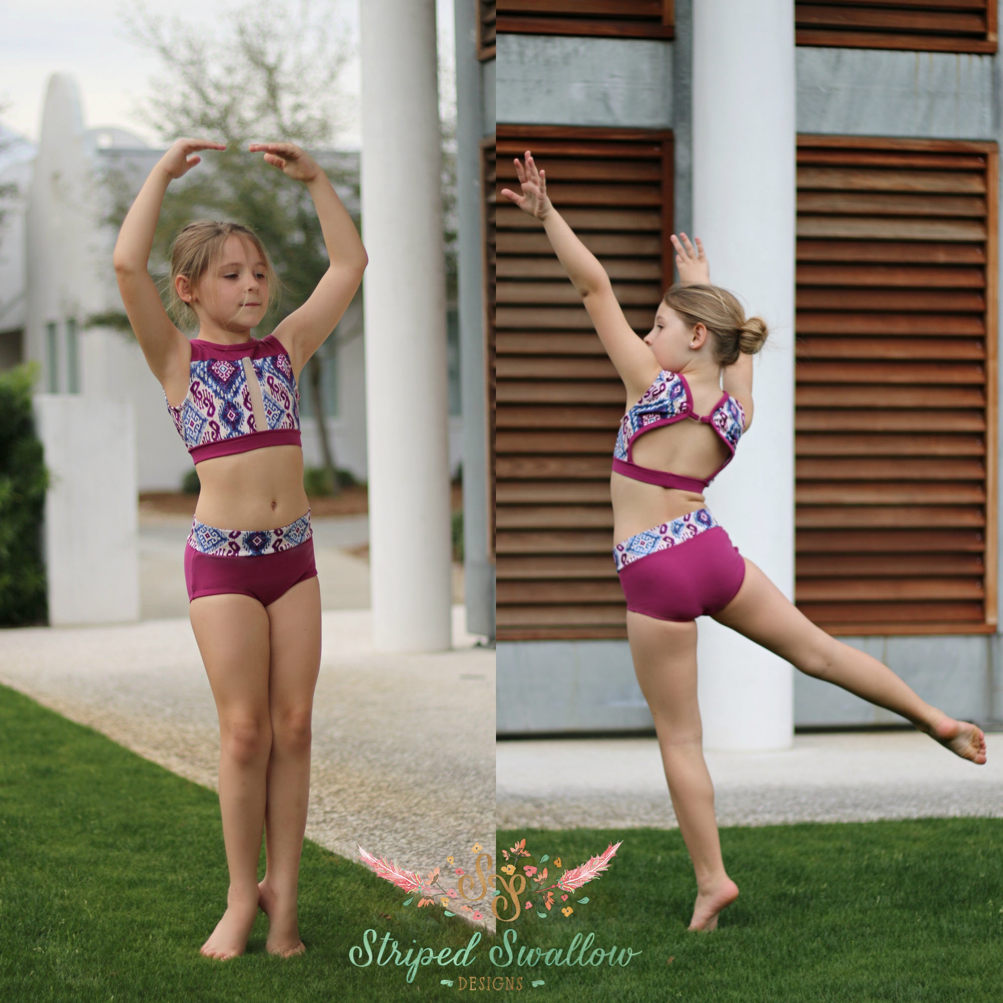 On Pointe Crop Top and Briefs PDF Pattern 2T-14yrs - Striped